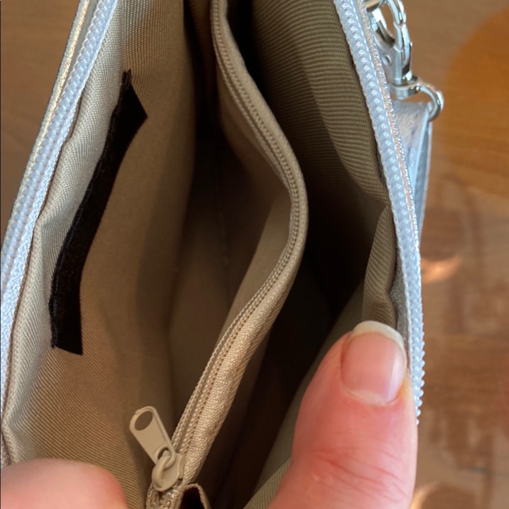 Chic Silver Crossbody Bag Genuine Leather. EUC - Picture 3 of 6